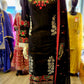 ETHN Black Chikan Kameez | White & Pink Thread Embroidery | Laser Cut Viscose Suit (M-7XL)
