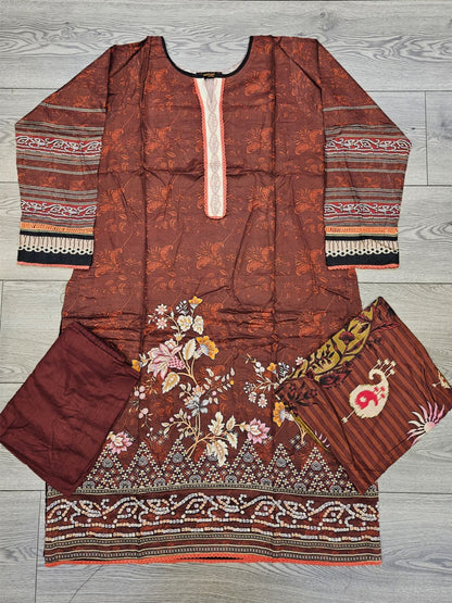 Burgundy colour winter collection linen fabric shalwar kameez and printed dupatta in sizes [L to 8XL] womenswear traditional casual comfort plus size clothing - Gorgeous, fit