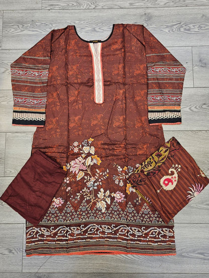 Burgundy colour winter collection linen fabric shalwar kameez and printed dupatta in sizes [L to 8XL] womenswear traditional casual comfort plus size clothing - Gorgeous, fit