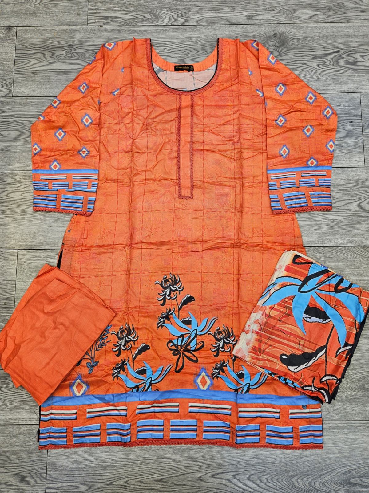 Coral pink colour winter collection linen fabric shalwar kameez