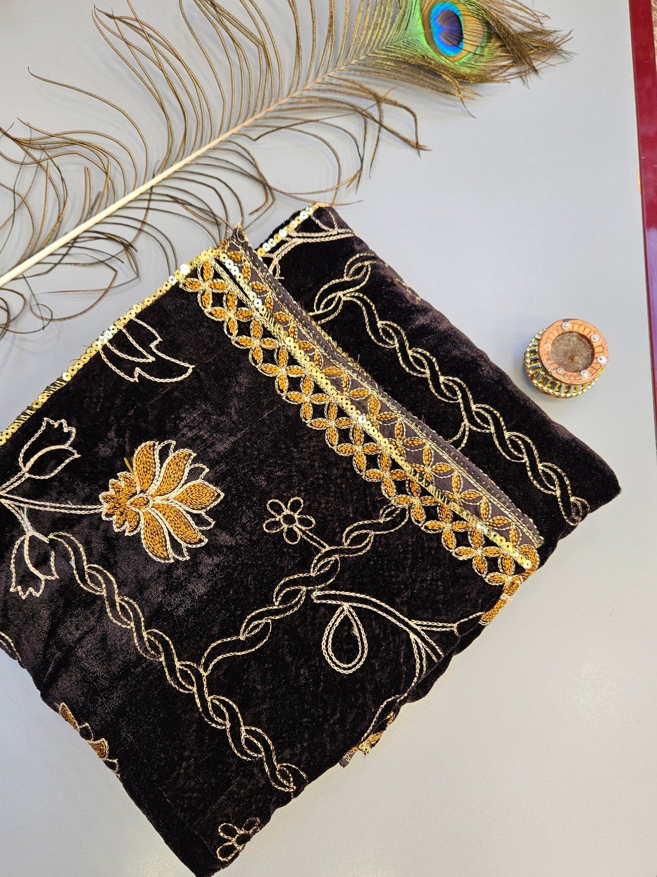Velvet Shawls with Zari and Thread Embroidery