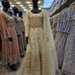 Buttermilk white with light pink pearls embellishment organza fabric long dress