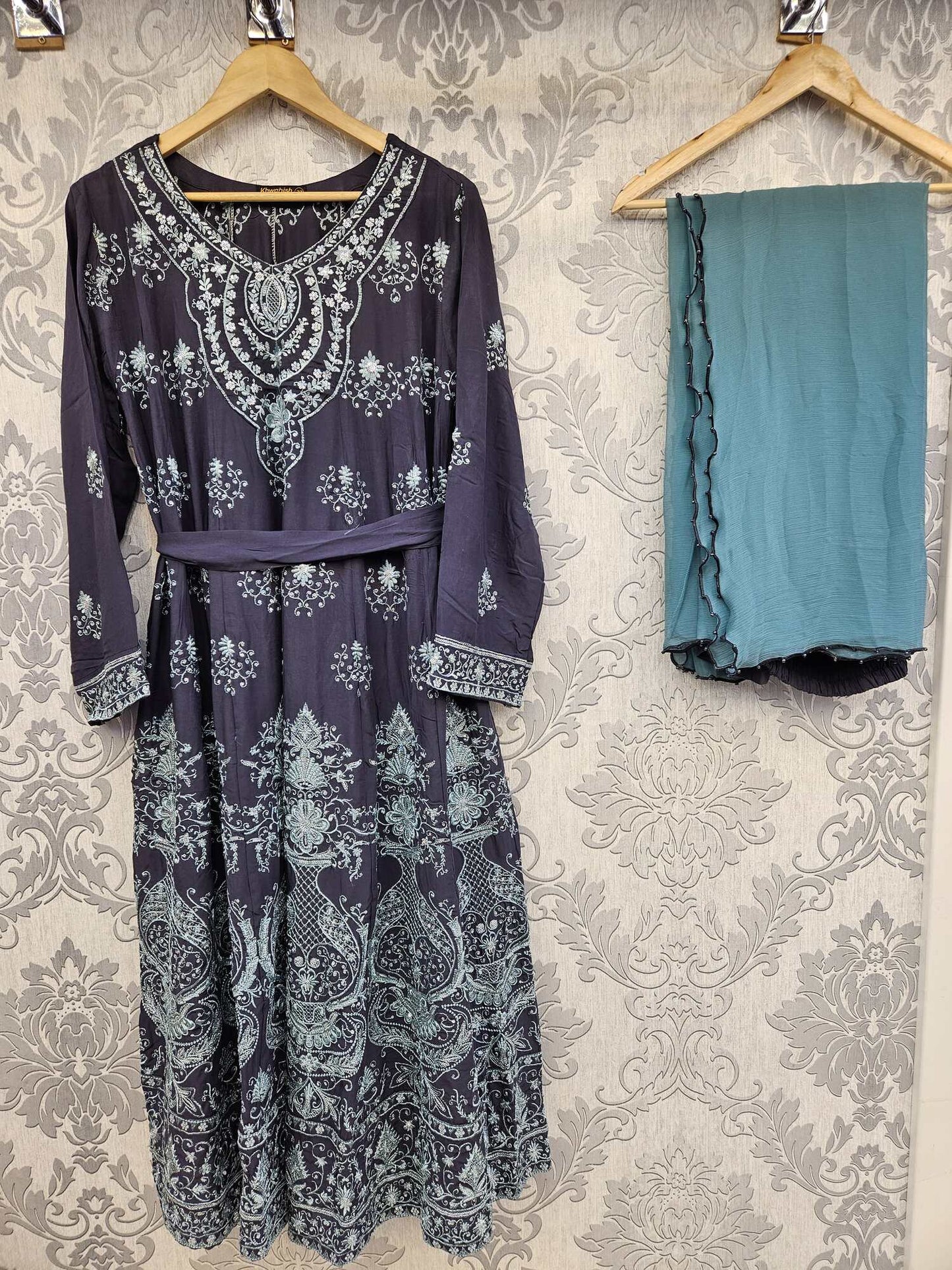 Celestial blue and sea green colour