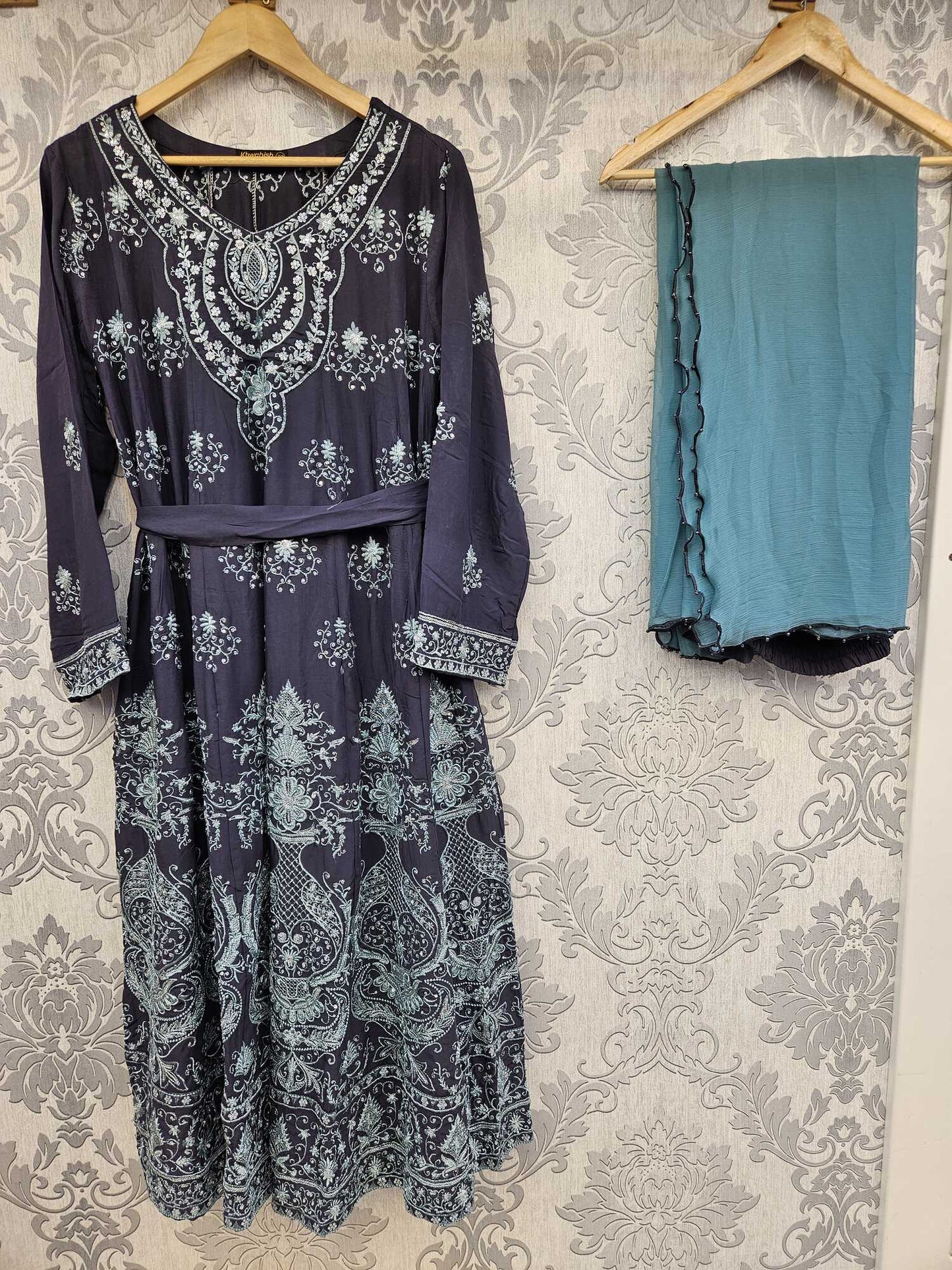 Celestial blue and sea green colour