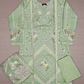 MB mint green colour chiken kari embroidery
