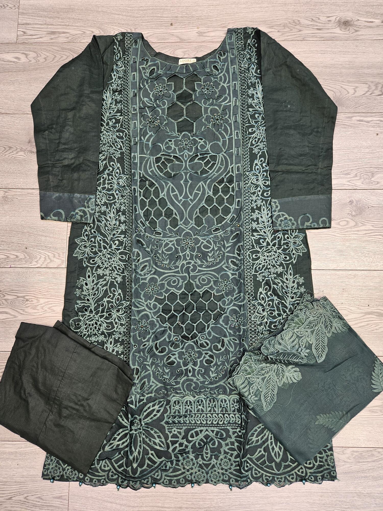 MB dark evergreen chiken kari cotton suit