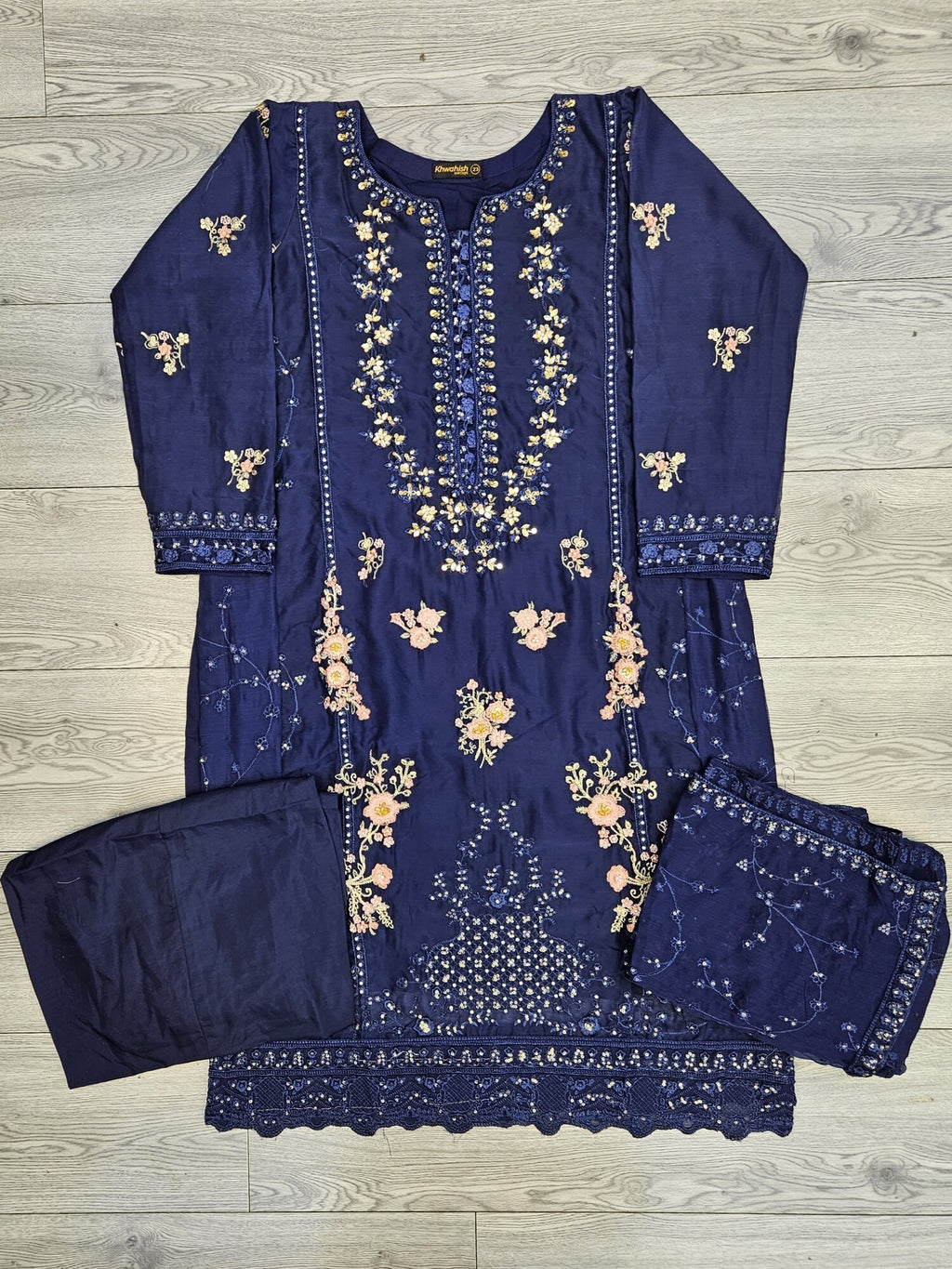 AG navy blue colour hand embroidery