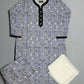Grey colour floral print linen fabric