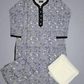 Grey colour floral print linen fabric