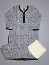Grey colour floral print linen fabric