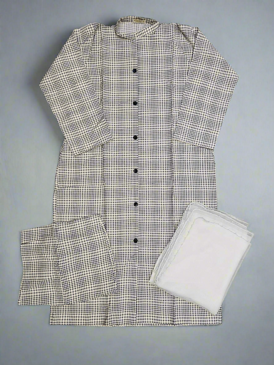 Chequered print white and navy blue