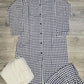 Chequered print white and navy blue
