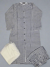 Chequered print white and navy blue
