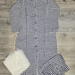 Chequered print white and navy blue