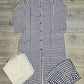 Chequered print white and navy blue