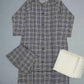 Chequered print navy blue and white