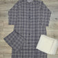 Chequered print navy blue and white