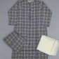 Chequered print navy blue and white