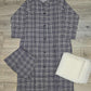 Chequered print navy blue and white