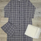 Chequered print navy blue and white