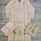 MB light peach and olive green colour thread and sequins laser cut