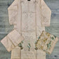 MB light peach and olive green colour thread and sequins laser cut