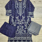 CRM Navy blue and charcoal grey colour thread and sequins laser cut