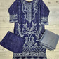 CRM Navy blue and charcoal grey colour thread and sequins laser cut