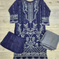 CRM Navy blue and charcoal grey colour thread and sequins laser cut