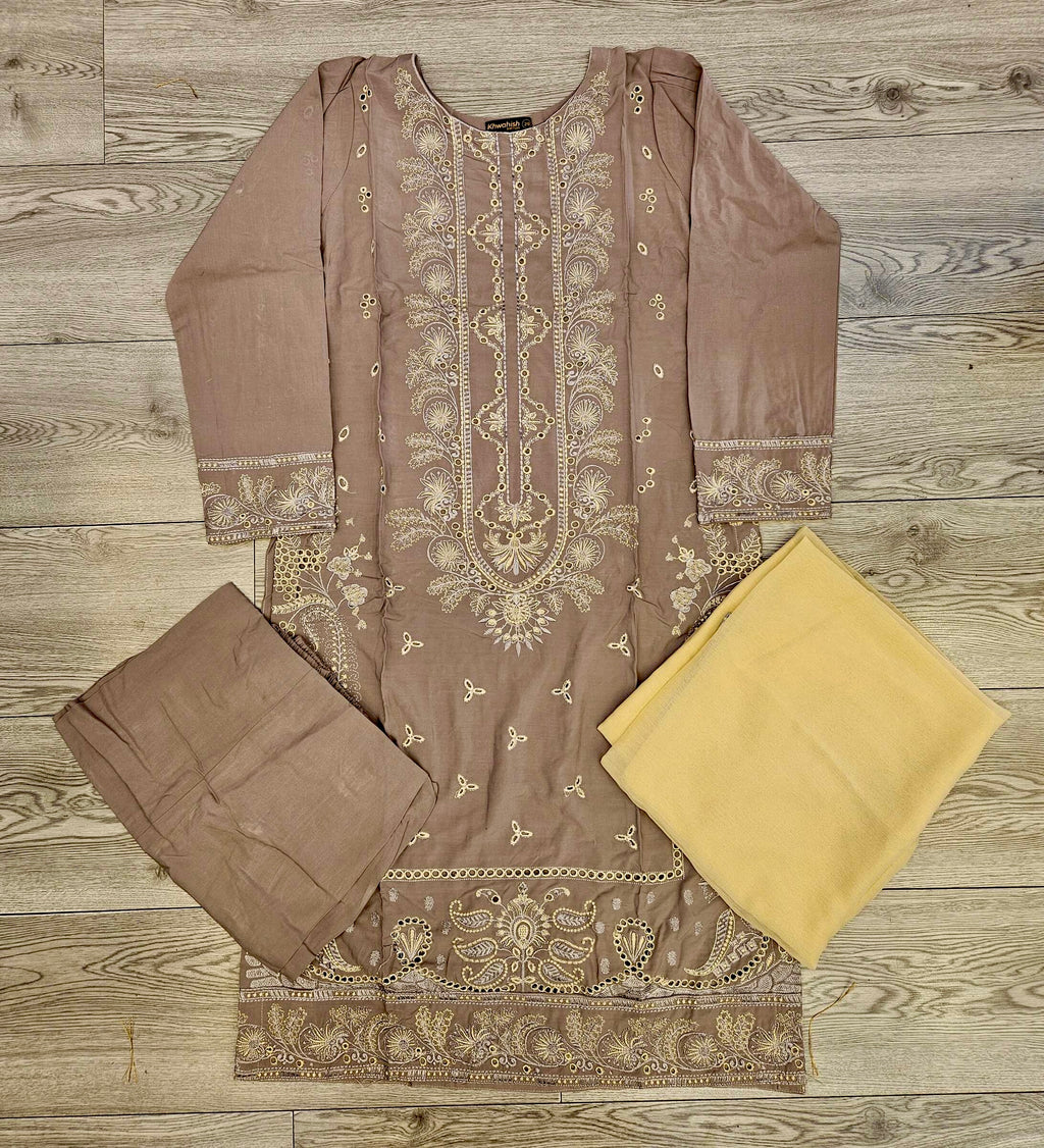 CRM utterly beige colour thread and sequins laser cut