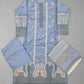 SUF light sky blue with pink colour thread and sequins laser cut
