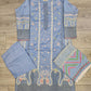 SUF light sky blue with pink colour thread and sequins laser cut