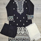 Black and white colour thread and sequins embroidered