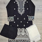 Black and white colour thread and sequins embroidered