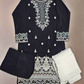 Black and white colour thread and sequins embroidered