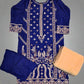 Navy blue and peach colour thread and sequins embroidered