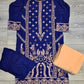 Navy blue and peach colour thread and sequins embroidered
