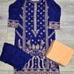 Navy blue and peach colour thread and sequins embroidered
