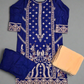 Navy blue and peach colour thread and sequins embroidered