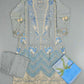 CRM light blue thread and laser cut