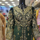 MB Mbroidered dark green colour velvet front bodice