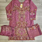 FLS rose pink and silver colour luxury hand embellished shalwar kameez