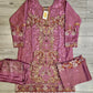 FLS rose pink and silver colour luxury hand embellished shalwar kameez
