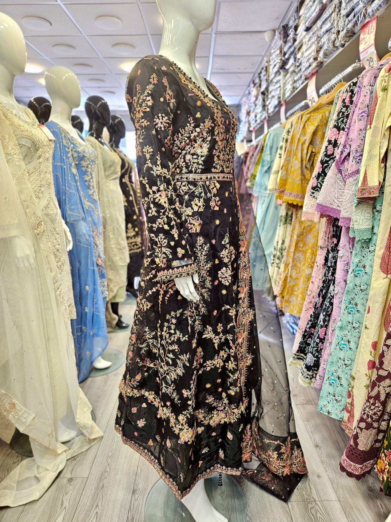 MB black and rose pink luxury hand embellished dress embroidery dupatta in sizes [M to 5XL] womenswear traditional fancy plus size clothing