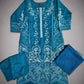 MB teal blue and silver colour laser cutwork chikan embroidery