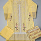 QMR pineapple yellow and pink colour laser cutwork chikan embroidery