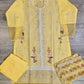 QMR pineapple yellow and pink colour laser cutwork chikan embroidery