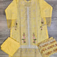 QMR pineapple yellow and pink colour laser cutwork chikan embroidery