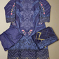 MB navy blue and gold colour laser cutwork chikan embroidery