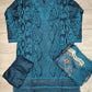 MB Teal Blue Laser-Cut Chikan Embroidery with Floral Dupatta